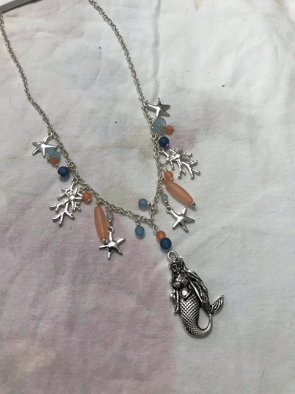 Periwinkle by Harlow Silver Tone Mermaid Core Pendant Sea Ocean Necklace 16”